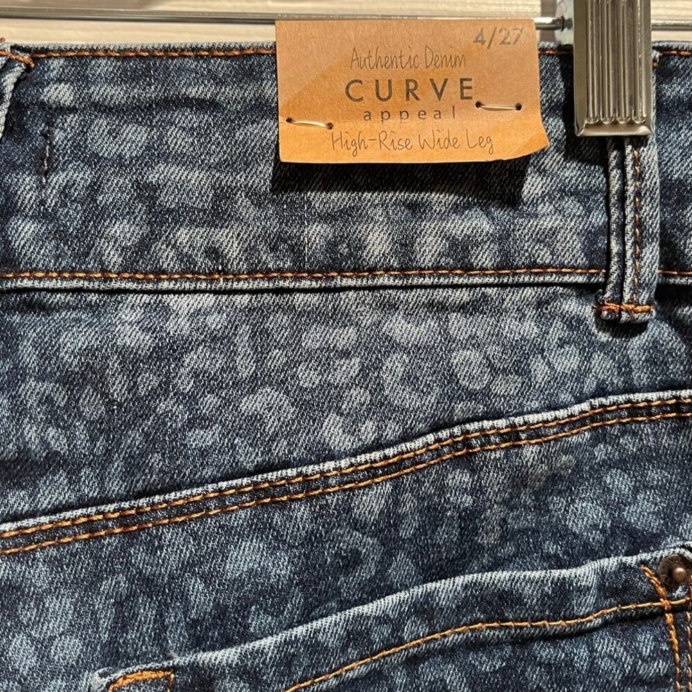 Curve Appeal Womens Size 4 Leopard Denim High Rise Wide Leg Jeans NWT - Picture 8 of 10